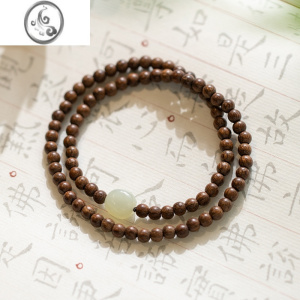 JiMi金丝檀4m纤细佛珠手链简约和田玉古风小清新仙气檀木手串文艺女款