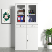 初嘉WJGT-020钢制文件柜窄边资料柜拆装档案柜带锁储物柜纯白中二斗文件柜