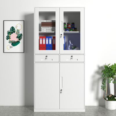 初嘉WJGT-020钢制文件柜窄边资料柜拆装档案柜带锁储物柜纯白中二斗文件柜