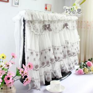 家柏饰(CORATED)欧式挂式液晶电视机罩防尘罩套电视套蕾丝盖布55寸现代简约 浪漫花开灰白色 42英寸