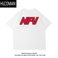 HLCOMANins潮牌个性字母印花短袖t恤男夏季百搭宽松260g情侣上衣