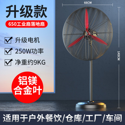 钻石牌(DIAMOND)工业风扇大功率落地扇商用强力摇头壁挂式大风力牛角扇 650落地铝镁合金叶