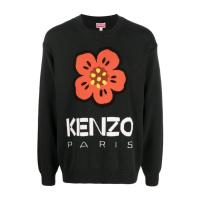 高田贤三(Kenzo)运动风格圆领针织毛衣男套头上衣棉质休闲嵌花设