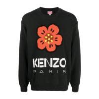 高田贤三(Kenzo)运动风格圆领针织毛衣男套头上衣棉质休闲嵌花设