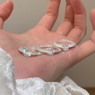 纯银可转动锆石行星戒指女设计小众高级感时尚个性食指戒气质送女朋友老婆情人节七夕生日礼物