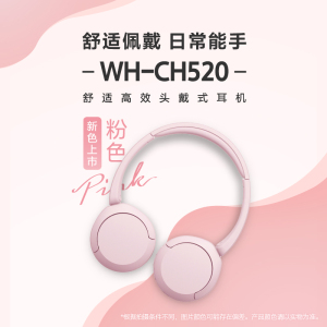 索尼(SONY) WH-CH520 舒适高效头戴式耳机 复古百搭美拉德配色 粉色