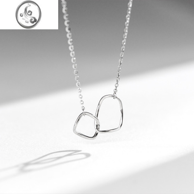 JiMi925银银圆圈项链女ins嘻哈冷淡风锁骨链轻奢小众设计感气质