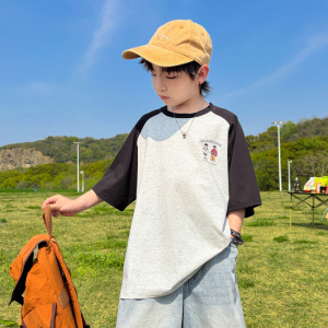 男童夏季短袖T恤2026新款大童薄款男孩运动体恤儿童夏装休闲上衣t