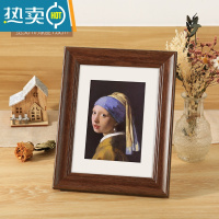 敬平复古相框摆台挂墙画框装裱七寸洗照片6寸8木质框架12寸10桌面摆件 咖啡色 12寸[可放25.3*30.3cm]摆挂