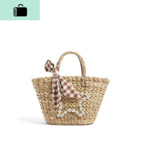 新款时尚丝巾编包贝壳篮式女包包手工编织包海边度假手提沙滩包NEW LAKE 葫芦草星星女斜挎包