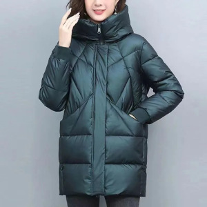 连帽棉衣女中长款2024冬装时尚新款加厚棉袄大码韩版保暖棉服外套