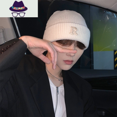 冷帽帽子男潮新款帽子白色针织帽男潮嘻哈毛线帽潮牌男生秋冬款 fish