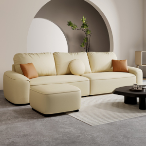 欧梵森 奶油风猫抓皮沙发床客厅折叠两用可伸缩小户型北欧储物组合多功能家具家装布艺沙发