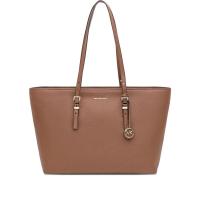 Michael Kors女士单肩包 棕色纹理皮双提手侧扣肩带磁扣开合 送女友