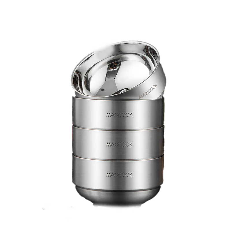 美厨(MAXCOOK) 惠美系列304不锈钢双层隔热碗苏11.5CM(4只装)