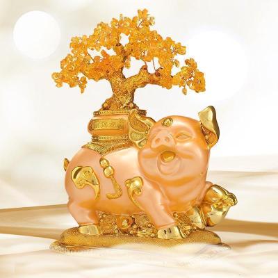 美帮汇金猪摆件客厅玄关博古架装饰品工艺新房间布置摆设