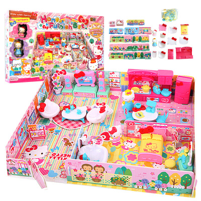 HelloKitty凯蒂猫儿童女孩仿真过家家玩具厨房套装生日6岁左右kt猫玩具KT家居套装061
