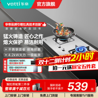 华帝(VATTI) i10039A 台式嵌式台嵌两用 大火力不锈钢燃气灶煤气灶炉具双灶具 液化气