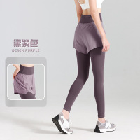 防走光假两件瑜伽裤口袋裤高腰提臀健身裤显瘦收腹瑜伽裤
