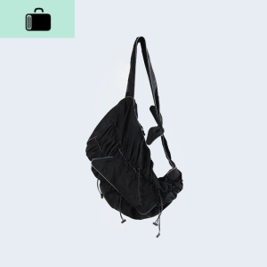 JUMP NEXT 韩国自制 街头潮人ins反光3M机能风单肩打结斜跨包男女NEW LAKE 黑色男士单肩包 黑色