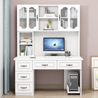  书桌书架组合一体桌现代简约家用学生电脑台式桌卧室书柜写字桌子