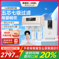 安吉尔净水器家用直饮V6 净饮机 1.46升/分钟净水机J2605-ROB60(A8)+Y3611白色管线机两件套