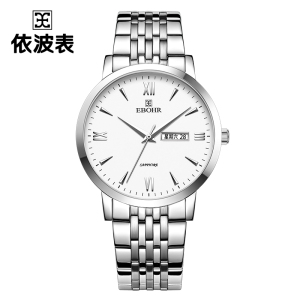 EBOHR依波品牌手表男女大师系列经典钢带日历超薄情侣石英表防水商务女士腕表送礼物