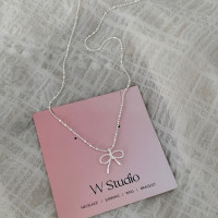 S925纯银绳结蝴蝶结项链女不规则设计师款时尚新潮颈链锁骨链送女朋友老婆情人节七夕生日礼物