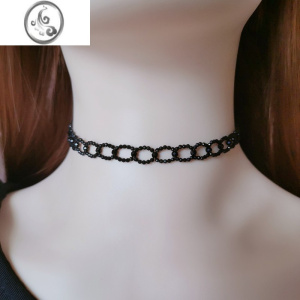 JiMi气质项链网红性感黑色choker颈带蕾丝锁骨链女黑尖晶小众设计