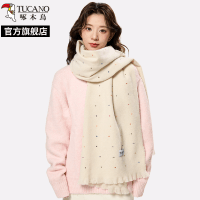 啄木鸟2025新款彩虹点点米色围巾女秋冬季氛围感时尚百搭围脖学生