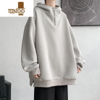 YANXU半拉链卫衣男款ins潮牌宽松大码设计感连帽上衣男生外套