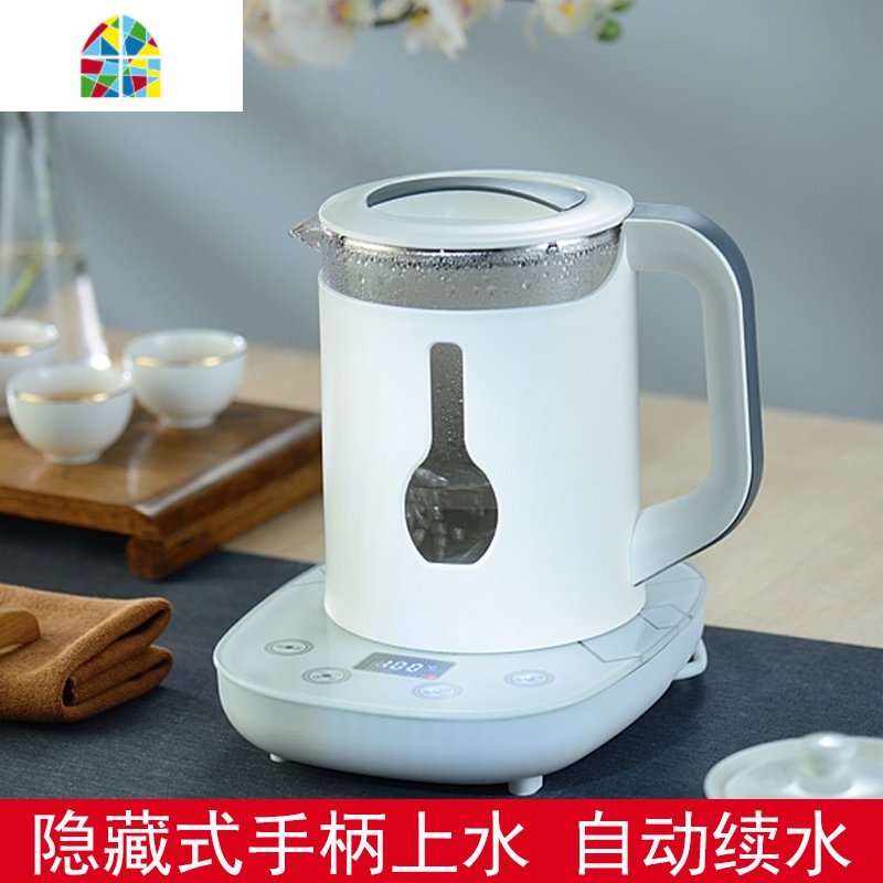 全自动上水电热烧水壶玻璃底部抽水泡茶炉茶台烧水壶电磁炉煮茶器 FENGHOU 经典白配煮茶滤网(净水器款式)