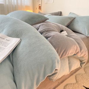 冬季A类双面牛奶珊瑚绒被套单件150x200x230单人法兰绒被罩加厚绒