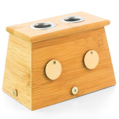 卜吻中医保健竹制艾灸盒随身灸竹制家用艾炙架适用艾条艾柱艾条棒艾灸条艾草条三九灸两孔艾灸盒（控温款）