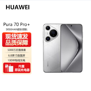 华为Pura 70 Pro+ 光织银 16GB+1TB 新一代影像系统 100W超级快充 昆仑玻璃 120Hz刷新率 智能手机