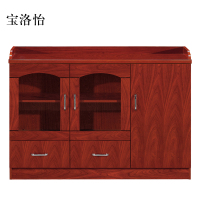 宝洛怡胡桃色餐边柜简约茶水柜三门1200*400*860