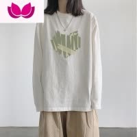 七斓卡通印花长袖白色t恤女宽松学生外穿内搭打底衫秋装上衣ins超火潮