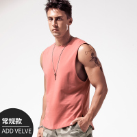 SUNTEK无袖t恤男棉健身运动篮球背心 夏季新款潮男士色圆领宽肩坎肩马甲/背心