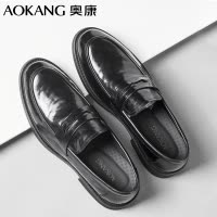 奥康男鞋新款牛皮商务休闲皮鞋英伦透气正装套脚低帮皮鞋日常通勤男士单鞋新郎结婚鞋