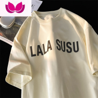 七斓字母美式短袖t恤男夏季情侣内搭宽松五分袖潮牌vintage痞帅体恤衫