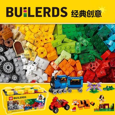 经典创意中大号积木盒桶装小颗粒基础兼容乐高拼装玩具系列10696经典创意中号积木盒(484pcs)