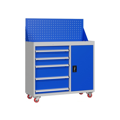 易企采 五抽一门重型加厚工具柜车间用多功能带抽移动工具车五金汽修铁皮储物柜工具箱车