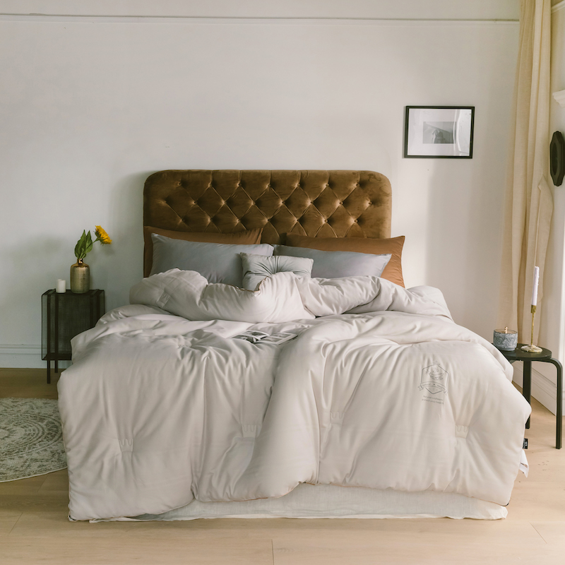 采馨 灰色大豆纤维冬被 全棉被子 150cm*200cm 条 (冬被-灰色)