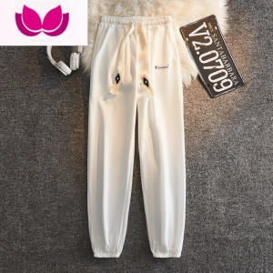 七斓2023夏季运动编织抽绳卫裤男生阔腿痞帅直筒修身小脚九分休闲裤子