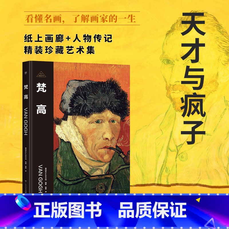 伟大画家:梵高 [正版]伟大画家:梵高 天才与疯子 纸上画廊+人物传记 精装珍藏艺术集 看懂名画 了解画家的一生广东人民