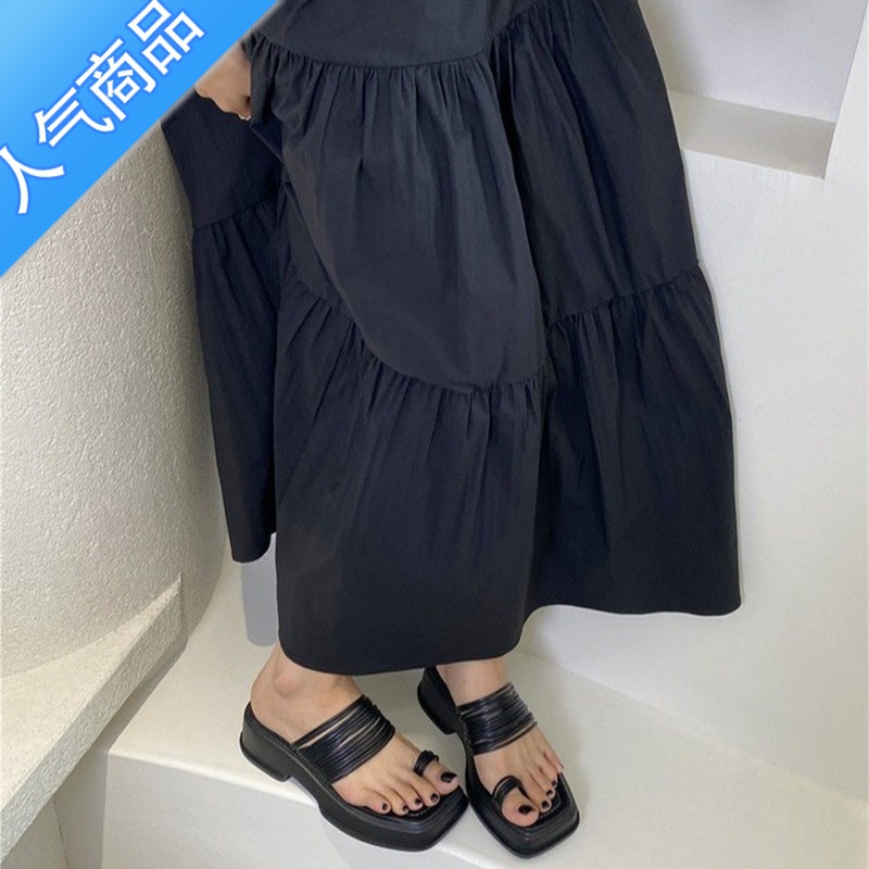 SUNTEK设计感小众凉鞋套趾凉拖女鞋外穿松糕厚底2023夏款猪笼鞋一字拖鞋