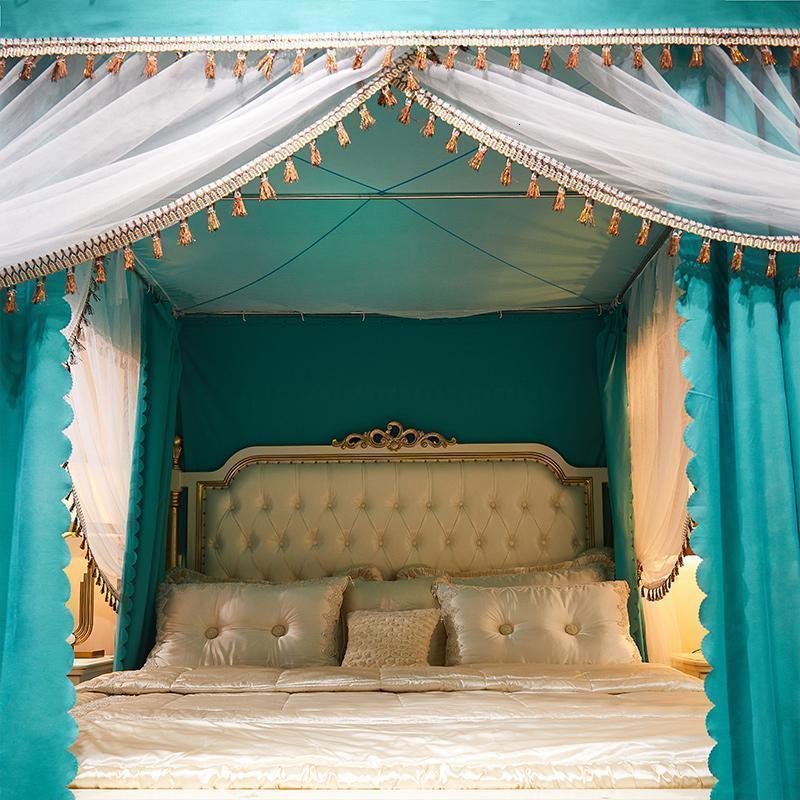 美帮汇蚊帐家用1.8m床双层纹帐床帘一体式四季通用公主遮光床幔加密加厚