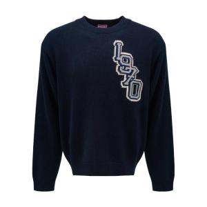 高田贤三(Kenzo)海军蓝针织毛衣男套头衫长袖圆领休闲运动潮牌嵌