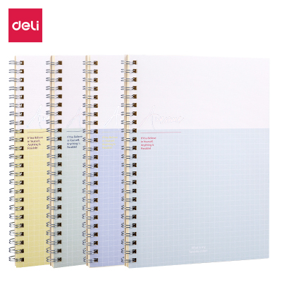 得力（deli）LA560螺旋本A5记事本4本装学生作业功课本60张笔记本子簿创意简约笔记本