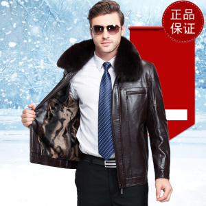 免费试穿 2025春秋装中老年男士皮衣皮夹克外套翻领带毛领加绒加厚PU皮爸爸装2025冬装新款外套潮海宁软皮夹克大码男装